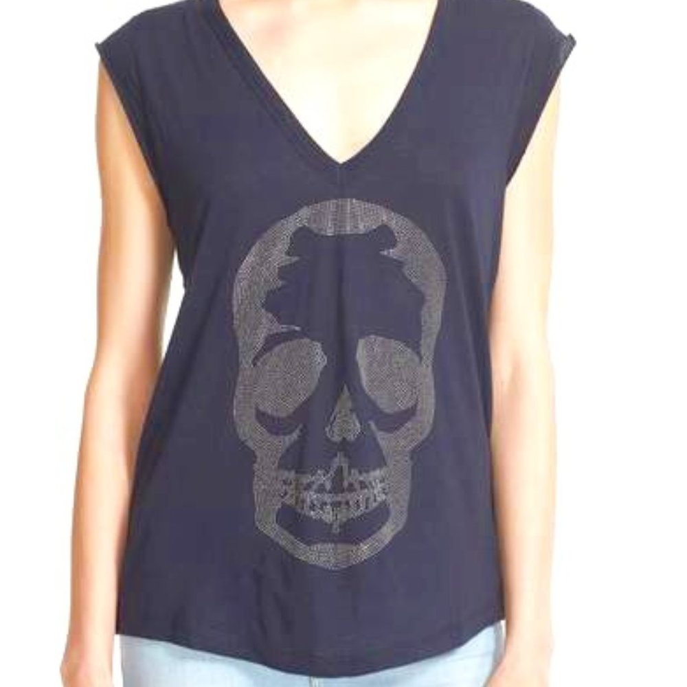 ZADIG & VOLTAIRE BROOKLYN STRASS SKULL TEE SHIRT!
